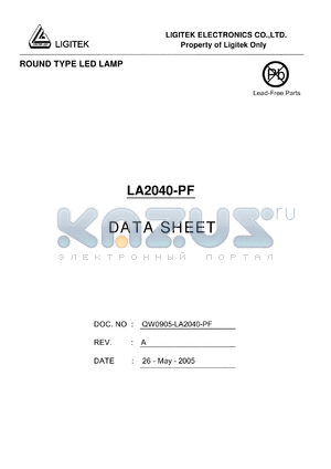 LA2040-PF datasheet - ROUND TYPE LED LAMP