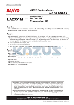 LA2351M datasheet - For Car-LAN Transceiver IC