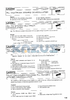 LA3373 datasheet - PLL MULTIPLEX STEREO DEMODULATOR