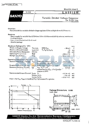 LA5315M datasheet - Variable Divided Voltage Generator for LCD Use