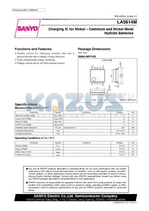 LA5614M datasheet - Charging IC for Nickel - Cadmium and Nickel Metal Hydride Batteries