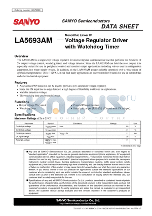 LA5693AM datasheet - Voltage Regulator Driver with Watchdog Timer