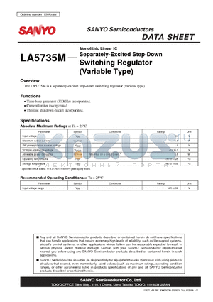 LA5735M datasheet - Monolithic Linear IC Separately-Excited Step-Down Switching Regulator (Variable Type)