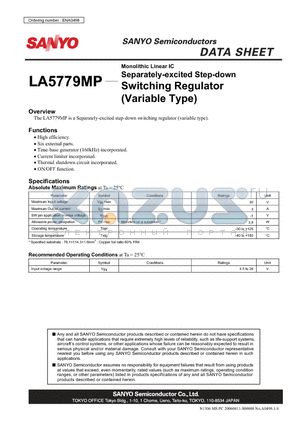 LA5779MP datasheet - Monolithic Linear IC Separately-excited Step-down Switching Regulator (Variable Type)