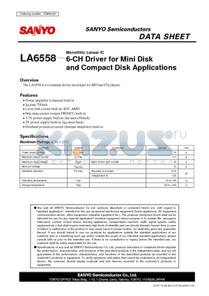 LA6558 datasheet - 6-CH Driver for Mini Disk