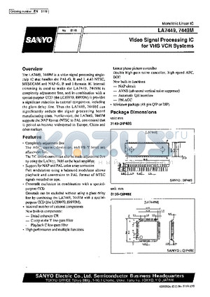 LA7449 datasheet - Video Signal Processing IC for VHS VCR Systems