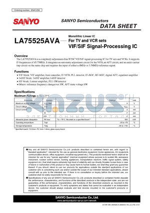 LA75525AVA datasheet - VIF/SIF Signal-Processing IC