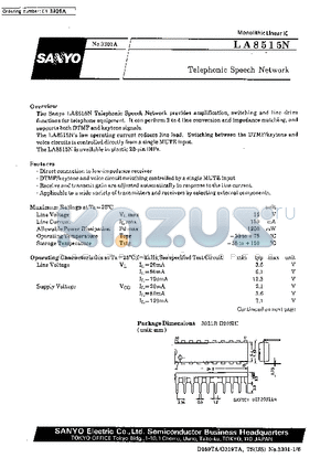 LA8515N datasheet - Telephonic Speech Network