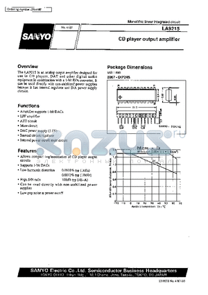 LA9215 datasheet - CD player output amplifier