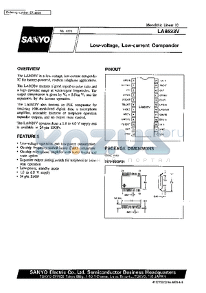 LA8633V datasheet - Low-voltage, Low-current Compander