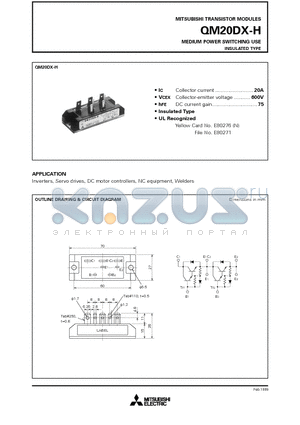 QM20DX-H datasheet - MEDIUM POWER SWITCHING USE INSULATED TYPE