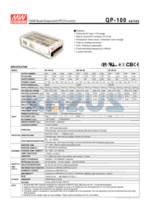 QP-100-3B datasheet - 100W Quad Output with PFC Function