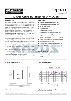 QPI-2L datasheet - 12 Amp Active EMI Filter for 24V DC Bus