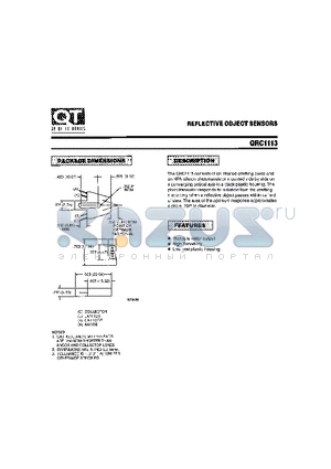 QRC1113 datasheet - REFLECTIVE OBJECT SENSORS