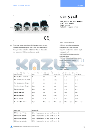 QSH5718-51-28-101 datasheet - new series 57mm/NEMA23 1.8`stepangle high torque hybrids tepper motor