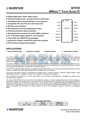 QT510-ISG datasheet - QWHEEL TOUCH SLIDER IC