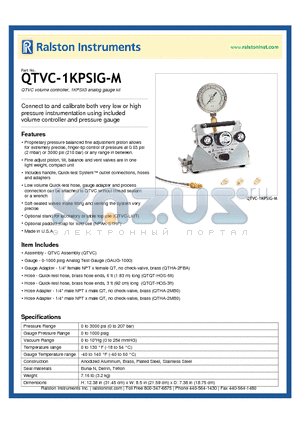 QTVC-1KPSIG-M datasheet - QTVC volume controller, 1KPSIG analog gauge kit