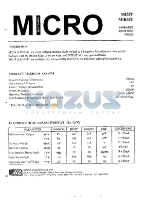 MI33T datasheet - INFRARED EMITTING DIODE