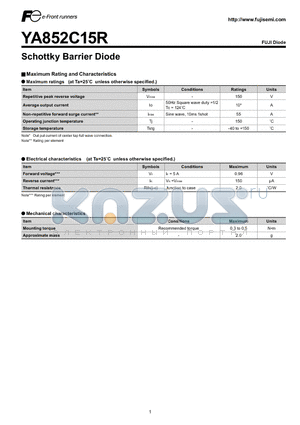 YA852C15R datasheet - Schottky Barrier Diode