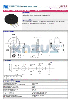 R09V11V01 datasheet - ROTARY POTENTIOMETER