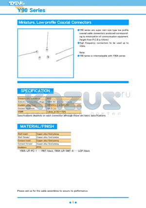 Y90-LR-PC-2 datasheet - Miniature, Low-profile Coaxial Connectors