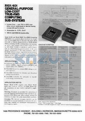 R101 datasheet - GENERAL-PURPOSE LOW-COST TRUE-RMS COMPUTING SUB-SYSTEMS