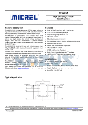 MIC2251YML datasheet - High-Efficiency Low EMI Boost Regulator