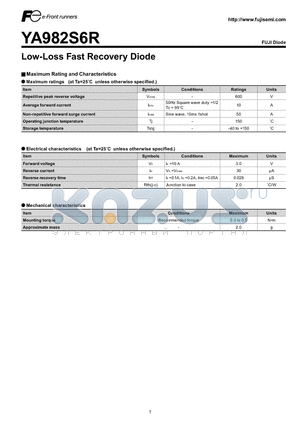 YA982S6R datasheet - Low-Loss Fast Recovery Diode