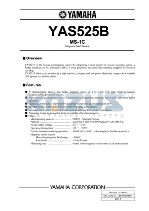 YAS525B datasheet - MS-1C Magnetic field Sensor