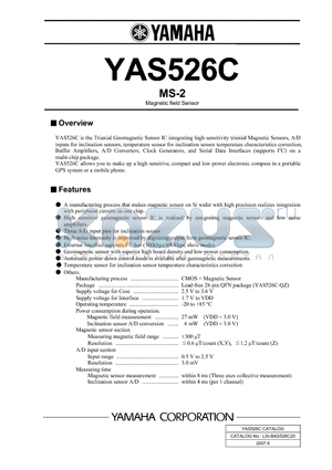 YAS526C datasheet - MS-2 Magnetic field Sensor