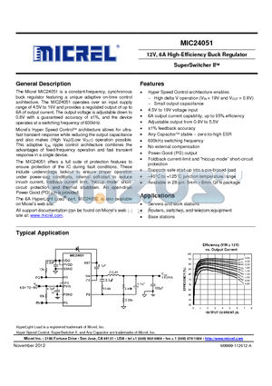 MIC24051 datasheet - 12V, 6A High-Efficiency Buck Regulator