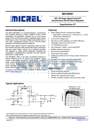 MIC26901 datasheet - 28V, 9A Hyper Speed Control Synchronous DC/DC Buck Regulator