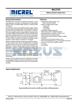 MIC2755BMM datasheet - Battery System Supervisor