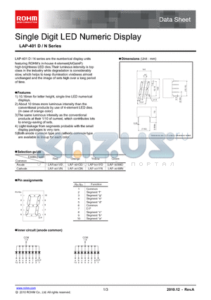 LAP-401MD datasheet - Single Digit LED Numeric Display