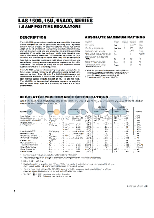 LAS15A00 datasheet - 1.5 AMP POSITIVE REGULATORS