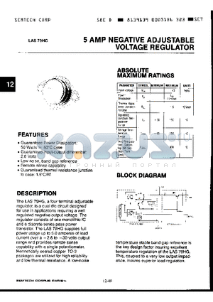 LAS79HG datasheet - 5 AMP NEGATIVE ADJUSTABLE VOLTAGE REGULATOR