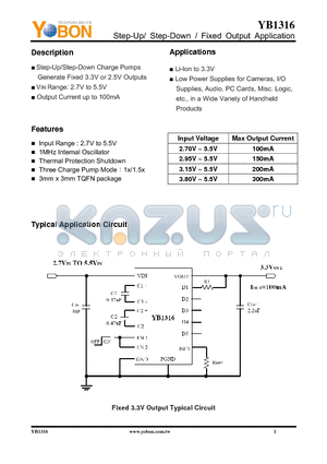 YB1316 datasheet - Step-Up/ Step-Down / Fixed Output Application