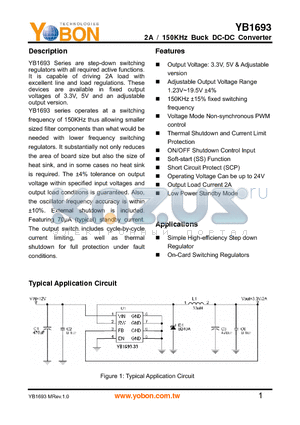 YB1693 datasheet - 2A / 150KHz Buck DC-DC Converter