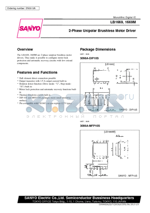 LB1669M datasheet - 2-Phase Unipolar Brushless Motor Driver