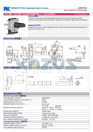 R11A1MH01 datasheet - ROTARY POTENTIOMETER