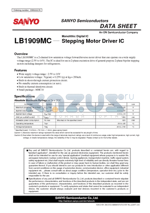 LB1909MC datasheet - Monolithic Digital IC Stepping Motor Driver IC
