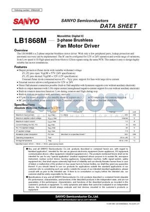 LB1868M_09 datasheet - 2-phase Brushless Fan Motor Driver