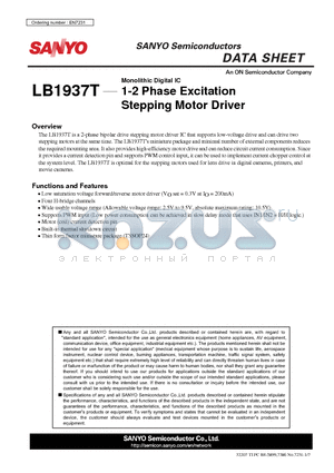 LB1937T datasheet - 1-2 Phase Excitation Stepping Motor Driver