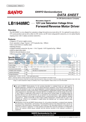 LB1948MC datasheet - Monolithic Digtal IC 12V Low Saturation Voltage Drive Forward/Reverse Motor Driver