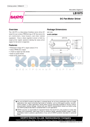 LB1975 datasheet - DC Fan Motor Driver