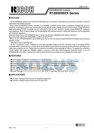 R1280D002A datasheet - 2CH PWM DC/DC Controller