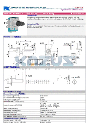 R12L12HB datasheet - ROTARY POTENTIOMETER