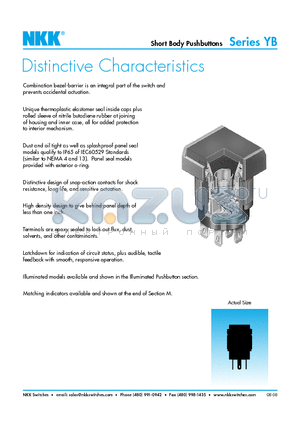 YB26WCKW03 datasheet - Short Body Pushbuttons