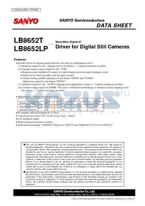 LB8652LP datasheet - Driver for Digital Still Cameras