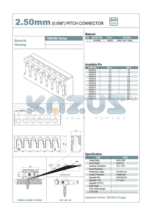 YBH250-14 datasheet - 2.50mm PITCH CONNECTOR